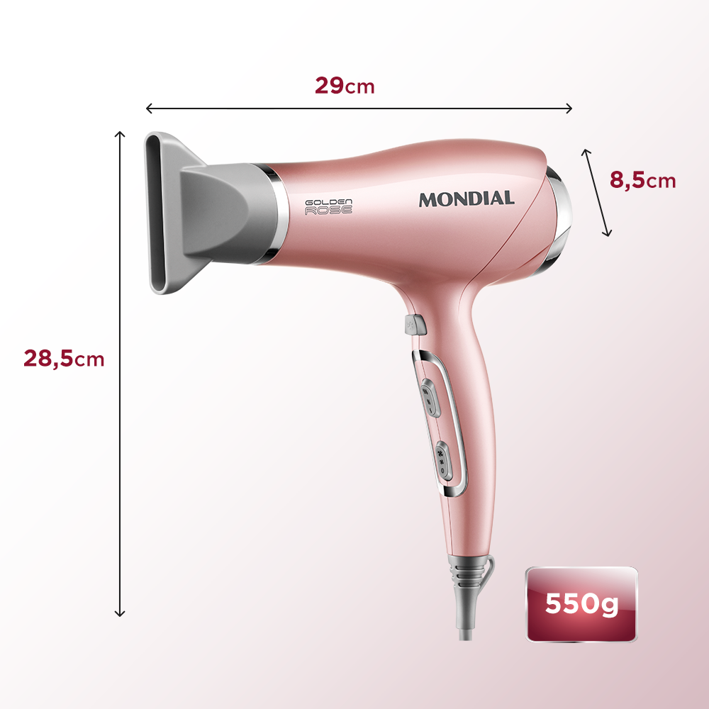 Secador De Cabelos Mondial Golden Rose Sc-32 Potencia 2000W Secador De Cabelos Mondial Golden Rose Sc-32 Potencia 2000W